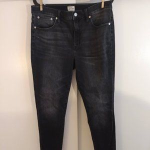 J. Crew High Rise 9 inch Toothpick Jean in Charcoal 31T